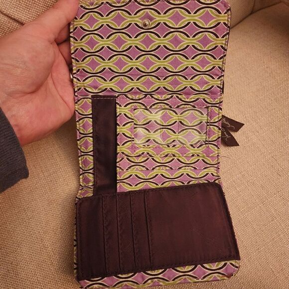 Vera Bradley Black Purple Trifold Wallet - Picture 2 of 2